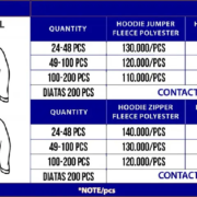 Pricelist harga jaket custom