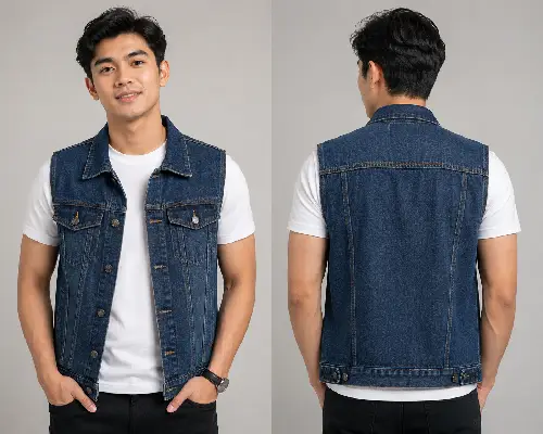 Rompi denim pria 